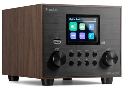 Audizio Vieste DAB Radio Digitale con Bluetooth, Subwoofer Integrato, DAB+, Radio FM, Riproduzione MP3 USB, Display TFT a colori, Sveglia e Sleep Timer, Finitura Legno, Altoparlante 60W, Telecomando