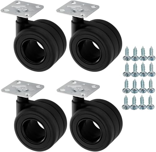 SOTECH 4 Stück Möbelrollen KÖLN Ø 65 mm schwarz Lenkrolle | inkl. Schraubenset Belastbarkeit bis 240 kg (60 kg pro Transportrolle)