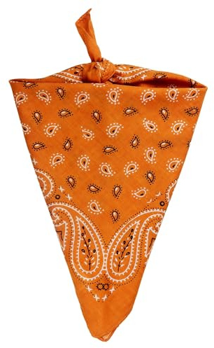 Freak Scene Bandana Tuch Paisley Muster 04 quadratisches Kopftuch orange - weiß