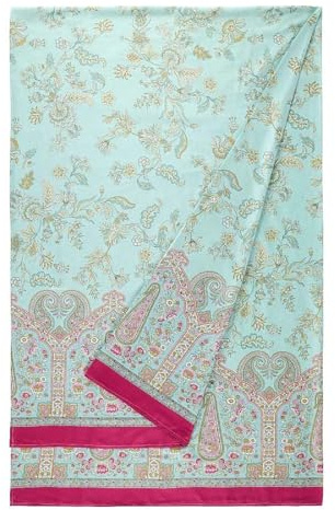 Bassetti Indian Roses Foulard aus 100% Baumwolle in der Farbe Perla G1, Maße: 180x270 cm - 9330038 Türkis T1, Maße: 180x270 cm - 9332291