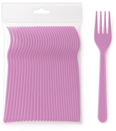 ecodrinks - Forchette in Plastica - Eleganza e Sostenibilità a Tavola - Resistenti Fino a 125°C, Lavabili e Riutilizzabili - Perfette per Eventi, Feste e Picnic (210, Rosa)