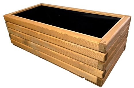 HolzGarden Pflanzkübel Holz 80x30x40 cm Imprägniert Farbe Pinia Wetterfest Blumenkasten Blumentopf Groß Außen Balkon Garten Pflanzkasten Outdoor 63l Serie FORNEA
