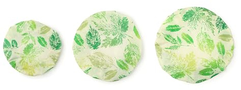 Juego de 3 cubiertas de cera de abeja para tazones de tela de algodón para fermentación de masa y preparación de comidas, cubiertas a prueba de pan