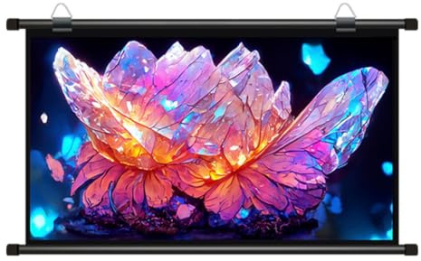 Portable 60 Inch Projector Screen, Ceiling Wall Mounted, Manual Roll Up Movie Screen for Home Theater, Office, Indoor, Outdoor, School(60in 4:3)