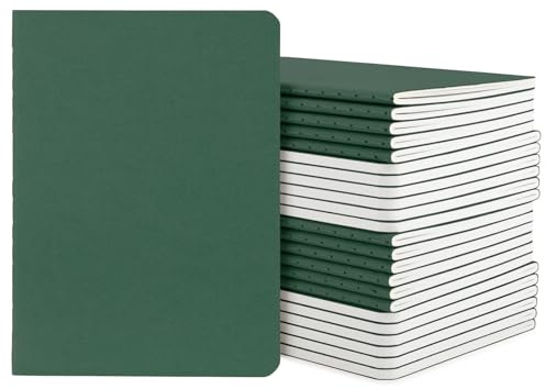 Yarotm A6 Notizbuch Kariert - 24 stk A6 Notizheft 100GSM Papier Kariert 5mm - 30 Blatt Heft Block Kraft Notebooks Set Dunkelgrün Softcover - 10x14cm Notizblock