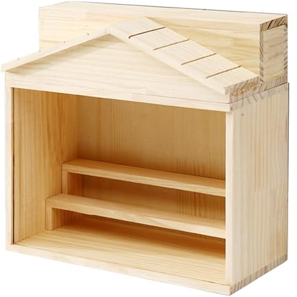 GOCHUSX Minifiguren-Vitrine, Hölzerne Vitrine, Sammlerstück-Ausstellungsregale, Stapelbare Offene Aufbewahrungsbox Für Modellautos Und Actionfiguren(42x18x37cm-C)