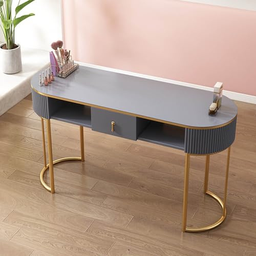 Manicure Table Station Nail Technician Desk with Storage - Professional Modern, Wooden Beauty Workfor Salon & Home Spa, Features Drawers & 3-Tier Cabinet(Grey,120Cm)