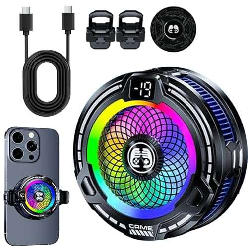 Ventilador Magnético Para Móvil - Disipador Magnético 30W Ligero Para Teléfono,Enfriador Portátil Velocidad Ajustable para Smartphones Tabletas Juegos Streaming Exterior Clima Caluroso Verano