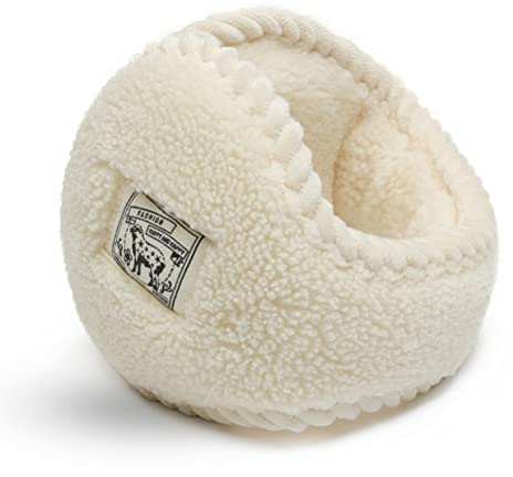 YolieraArt Damen Faltbare Ohrenschützer, Winter Fleece Ohrenwärmer mit Verstellbarem Kopfband, Lammwolle Ohrenschutz für Outdoor Skifahren Laufen in Beige (Mi Bai)