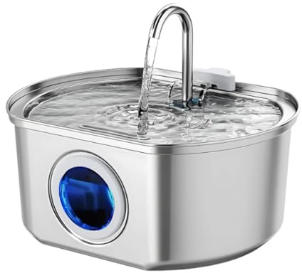 Pawirra Stainless Steel Water Fountain Original, Quiet Pet Fountain with Filter, Floor-Standing Fountains (1 piece)