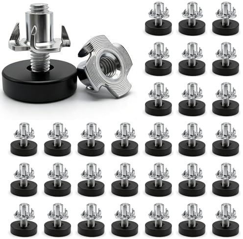 ZYNERY Lot de 30 M6 Pieds de Nivellement Réglables en Hauteur - avec Écrous en T à Visser - pour Niveler Les Pieds de Table et Chaise 21 mm