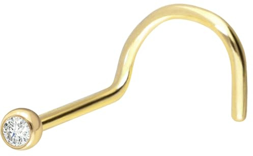 PIERCINGLINE 18 Karat Gold Nasenstecker Spirale DIAMANT Piercing Größenauswahl