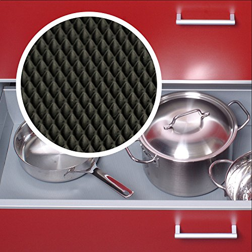 Antirutschmatte Meterware – rutschfeste Einlage für Küche, Schubladen, Kühlschrank & Gefrierfach – 47,3 cm – Lebensmittelecht – Made in Germany – Schwarz/Cremeweiß – 150cm Länge (Schwarz)