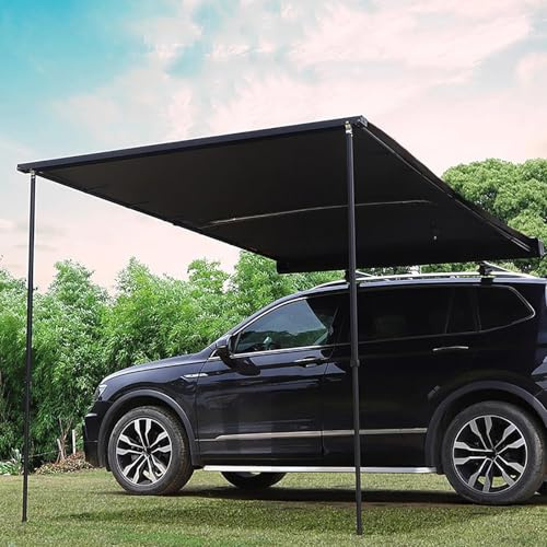 Car Tent Camping, Car Awnings, Waterproof Side Awning PU2000mm UV50+ 650D Anti-UV Waterproof for Caravan/Van/RV(160x250cm)