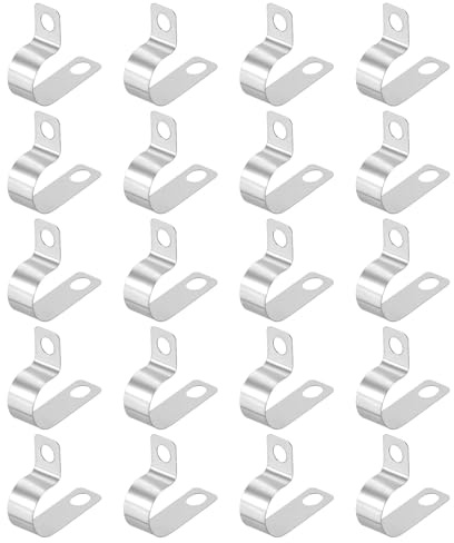 QUARKZMAN 20 stycken metalltrådklämmor 9/16 tum (14 mm) R-typ kabelklämma 304 rostfritt stål rörledning kabelklämma kabelhållare fäste band klämma för industri hushåll installation rör tråd