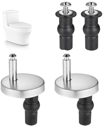 2 Pack Quick Release Toilet Seat Fixings, Universal Soft Close Hinge Replacement Kit with 2 Rubber Expansion Bolts, Secure Fit Stainless Steel Hardware for Blind Hole WC Toilets