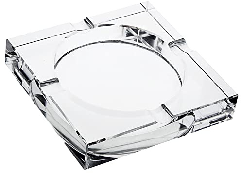 Juvale Crystal Glass Ashtray - 7 x 7 x 1.5 in, Clear Classic Square - Indoor Ashtray for Smokers, Decorative Smoke Tray with 4 Cigar Rests