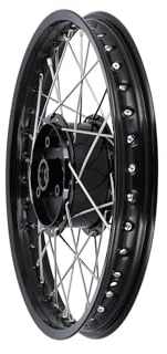 Tuning-Speichenrad 1,5 x 16 Alufelge Schwarz eloxiert + Edelstahlspeichen - für Simson S51, S50, KR51 Schwalbe, SR4