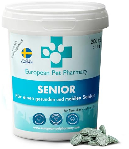 European Pet Pharmacy Senior Joint Care Hund Nahrungsergänzungsmittel Hund für Senioren – Glucosamine Chondroitin - Joint Care für Hunde im Alter von 7+ Jahren - 200 Gelenktabletten für Hunde