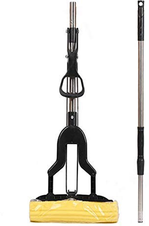 Mopas De Limpieza Suelos Sponge Mop,Home Cleaning Sponge Mops Floor Cleaning Mop Folding Absorbing Squeeze Water Magic Mop Ceramic Tile Household Cleaning Tools Black