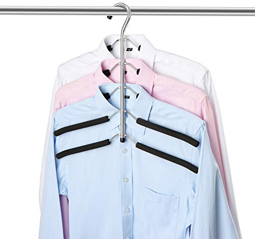 ZriEy 1 Pack 5 in 1 Clothes Hangers, Multi Layers Anti-slip Metal Coat Hangers, Multifunctional Closet Hanger Space Saving Storage Hanger with EVA Sponge for Jacket Coat Sweater Trousers T-Shirt