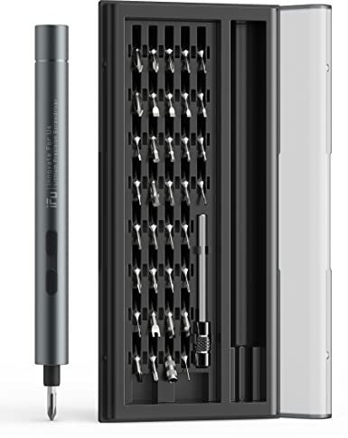 iFu Mini destornillador eléctrico, juego de destornilladores de precisión pequeño destornillador inalámbrico con luz LED y puntas magnéticas, herramienta de reparación para teléfono portátil cámara