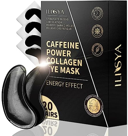 ROUSE Collagen Under Eye Patches with Caffeine Eye Treatment Mask for Dark Circles Eye Fatigue Puffiness Refreshing Revitalizing Skin Care Eye Gel Pads-20 Pairs