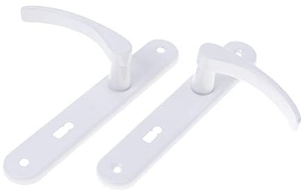 Aqbau® Türdrückerset Langschild Weiß | Türdrücker | Türklinke | Türgriffe | Türbeschlag (BB Buntbart)