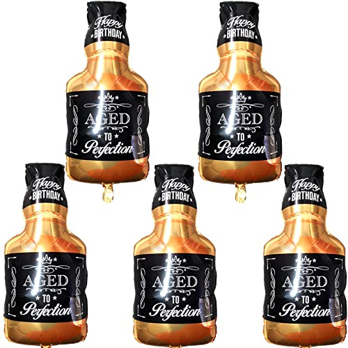 Feelairy Folienballon Sektflasche Weinflasche Deko, 5 Stück Riesen Luftballon Whiskey Flasche Helium Ballon Weinflaschen Ballons Bier Deko für Erwachsene Geburtstag Hochzeit Party Deko