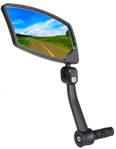 BriskMore Neuer Lenker Fahrradspiegel, HD Strahlfest, Sicherer Kristallklarer Glasspiegel, Einstellbarer Drehbarer Rückspiegel für Linke Seite BT-018L