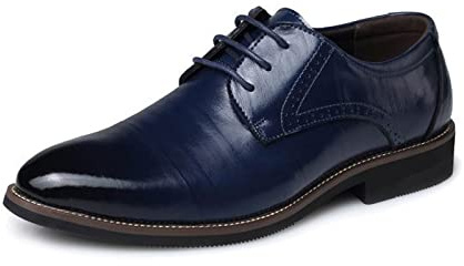 ZEARLY Chaussure Derbys Homme Ville Habillées Formelles Affaires À Lacets Oxford pour Hommes Costume Mariage,Bleu,43 EU