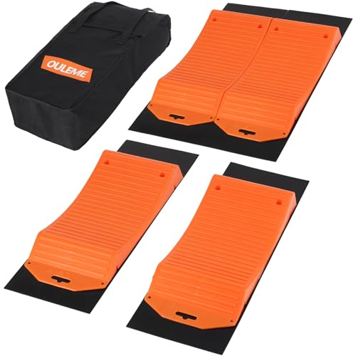 OULEME Tire Saver Ramps, 4 Pack with Anti-Slip Pads and Carry Bag, Tire Protector Ramps, Prevent Flat Spots Caused by Long Parking Storage for Luxury Sports Car RV Camper Motorhome Travel Trailer
