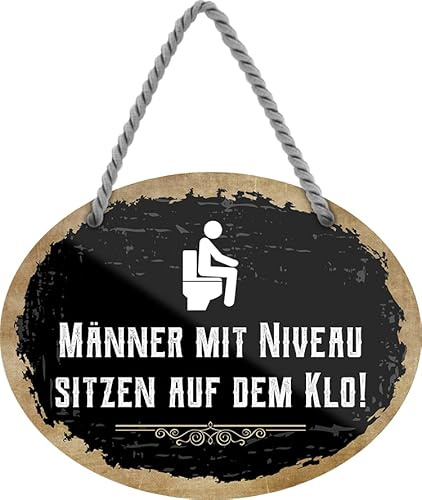 schilderkreis24 – Blechschild Lustiger Spruch “Männer mit Niveau sitzen auf dem Klo.“ Deko Toilette Geschenkidee Mann Frau 18x14cm