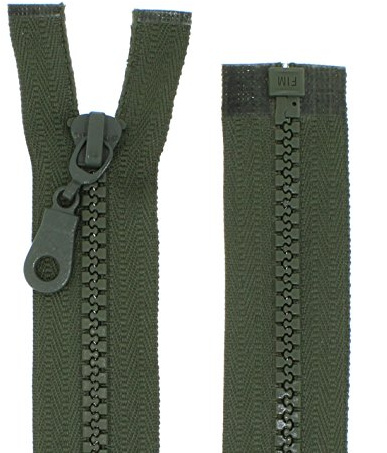 Dragkedja för jackor, plast, dragkedja, delbara dragkedjor (olivgrön 65 cm)