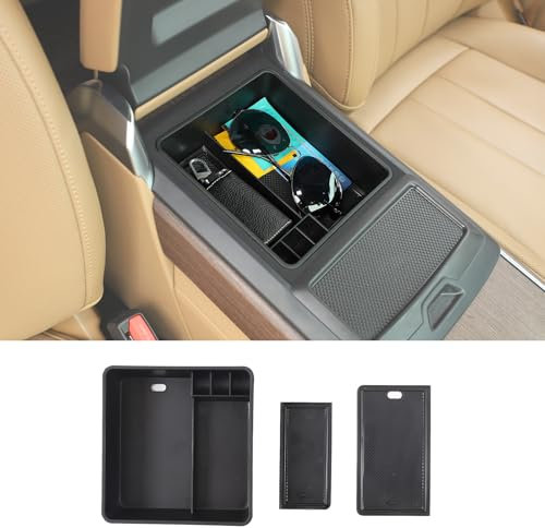Armlehnen-Aufbewahrungsbox für Range Rover/Range Rover Sport 2023–2025, Armlehneneinsatz-Behälter-Aufbewahrungsbox mit Gummimatte, Mittelkonsolen-Organizer-Tablett, ABS (ohne Kühlschrank)
