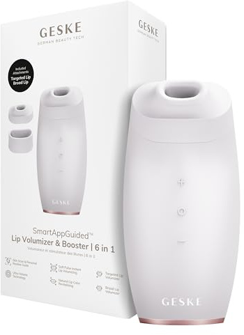 GESKE | SmartAppGuided™ Lip Volumizer & Booster | 6 en 1 | Rellenador de labios rápido | Lip booster labios más carnosos | Rellenador y ampliador labial automático | Aumento labios volumen selfie