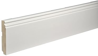 Kosche | Plinthe | Bois massif | 19 x 120 x 2400 mm | Blanc | Plinthe | Profil Berlin | De haute qualité | Robuste | 24 mètres