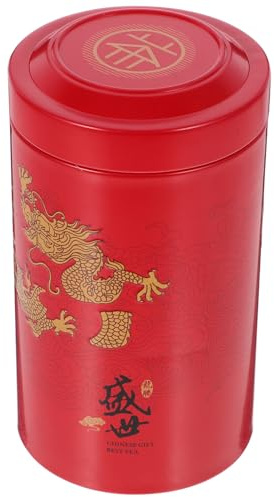 Zerodeko Red Iron Tea Canister for Loose Tea and Tea Bags Storage | Freshness-preserving Design, One-can Capacity, Suitable for Kitchens and Living Rooms