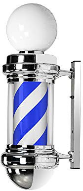 Letrero Impermeable con iluminación LED para Poste de Peluquero, Adecuado para peluquería, Tienda de peluquería, lámpara de Giro montada en la Pared con Rayas Blancas y Negras, Azul y Blanco