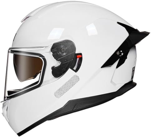 Motorradhelm Integralhelm DOT/ECE-Zertifiziert Herren Damen Integrierter Helm Modularer Sturzhelm Mit Doppelvisier Unisex Motocross Helm Vollvisierhelm Moped 5,XL:61-62CM