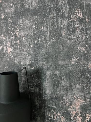 NEWROOM carta da parati Neri Gesso Tessuto non Tessuto - Moderno Grigio Oro rosa Calcestruzzo Metallico Industriale