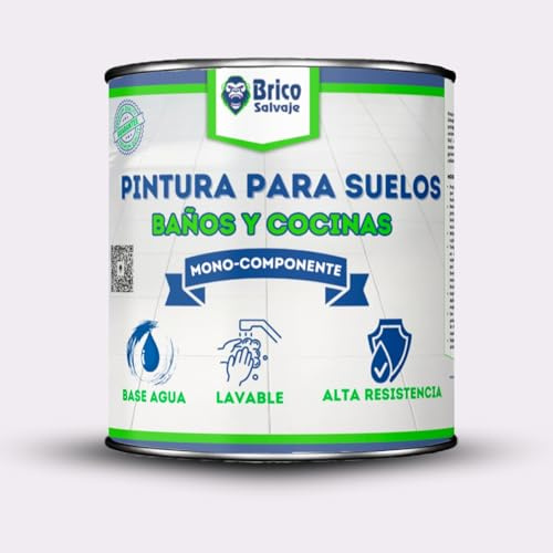 BRICOSALVAJE Vernice per pavimenti Cucina e Bagno SATINATO, Mono Componente, A base di acqua, facile applicazione (Jacaranda, 750 ML)