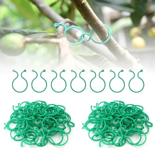 Secured Plant Clip, 2024 Newest Plant Support Clips 100/200 Pcs, Garden Plant Clips for Climbing Plants Outdoor, Reusable Tomato Clips Plant Support for Tomato Cucumber Plant Fastening (100, Green-L)