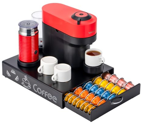 FlagShip for Nespresso Pod Holder Coffee Pod Drawer for Vertuo Pod Organizer Graffiti Style Large Capacity Fits All Size Vertuo Pods