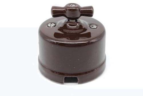 Conmutador de superficie, porcelana marrón, fácil instalación, ideal para hogares y oficinas, controla la iluminación de manera eficiente.
