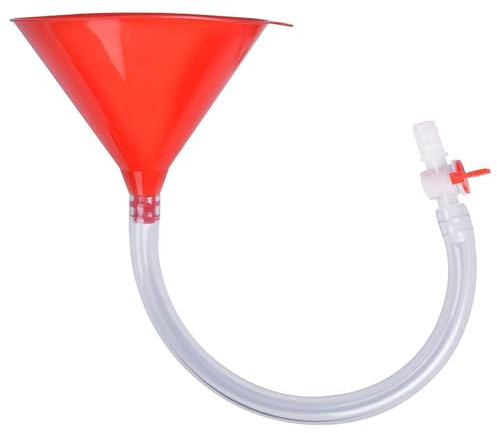 Rush Beer Funnel with Valve - Bar Beer Drinking Games Single Header Kink Less Funnel with Hose, Music Parties Bonus Bottle Opener with Extra Long 2Ft Tube for Various Occasions (1 Pack Red)