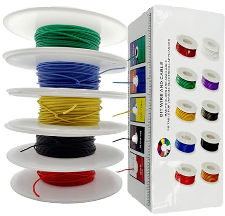 BlueMW 16 AWG Electrical Wire 1.27mm² Silicone Tinned Copper Wire Hook up Kit Each 13.2Ft Flexible Stranded Wire 5 Colors Gauge