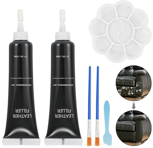 BUDOCI Leder Reparatur Set Schwarz mit Flüssigleder für Kunstleder & Leder | Ideal zum Reparieren von Kratzern, Rissen und Abnutzung an Auto, Sofa, Jacke, Schuhen und Kunstleder,Vinyl.