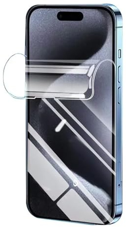 【2 Pezzi】Pellicola Protettiva Idrogel per iPhone 15 5G, Trasparente Morbido Protezioni per Lo Schermo [Alta Sensibilità][Antigraffio][Anti-bolle]