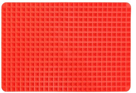 Tabanzhe Pyramid Silicone Baking Mat Non-Stick Diamond Chef Mat Fat Reducing Oven Sheet Baking Tray Heat Resistant Cooking Pan Mat for Kitchen Grilling BBQ Bakeware(Red)
